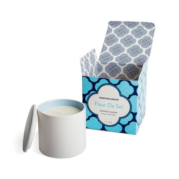 New! Johnathan Adler Fleur De Sel Scented Candle - Ceramic Jar With Lid Bougie - Picture 3 of 3